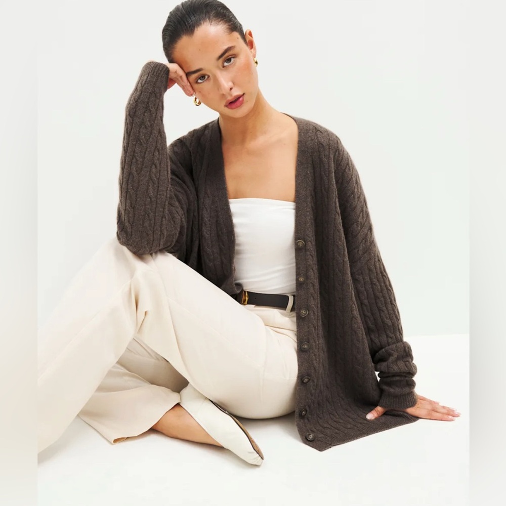 Reformation Giusta Oversized Cashmere Cardigan Dachshund - Size M